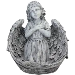 Northlight Angel Child Wrapped in Wings Outdoor Garden Statue - 16" Gray