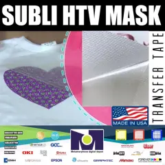 SUBLI HTV MASK&trade; 8&rdquo;x9&rdquo;- 15 SHEETS Free Delivery Transfer Paper And Vinyl Tape