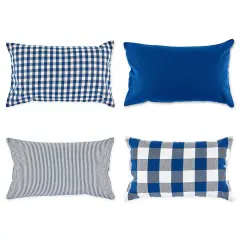 DII Assorted Navy/Off White Pillow Cover 12x20 Set/4