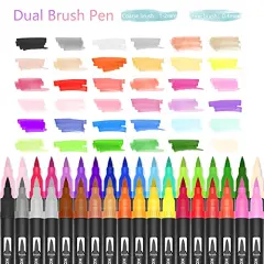 36 Color Double Ended Painting Pen, Fine line art Marker pen, Water Based Highlighter, Used for Outline, Drawing, Calligraphy and Coloring Books. (36)