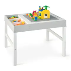 3 in 1 Wooden Kids Table with Storage and Double-Sided Tabletop