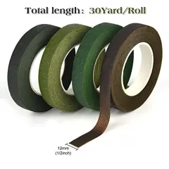 4 Rolls 1/2" Wide Floral Tapes for Bouquet Stem Wrapping and Floral Crafts,Wedding Bouquet,Dark Green,Light Green,Grass Green,Dark Brown
