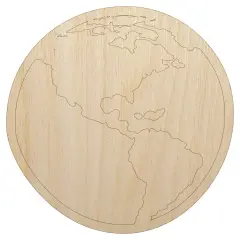 Earth Globe Travel Doodle Unfinished Wood Shape Piece Cutout for DIY Craft Projects