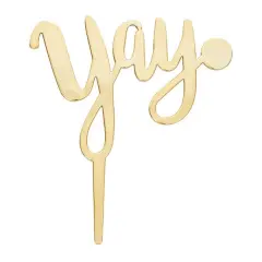 Yay Plastic Candle Holder Cake Topper, 1ct Gold