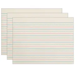 Newsprint Handwriting Paper, Dotted Midline, Grade K, 3/4" x 3/8" x 3/8" Ruled Long, 10-1/2" x 8", 500 Sheets Per Pack, 3 Packs