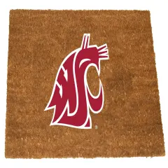The Memory Company NCAA Washington State Cougars Logo Rectangular Coir Door Mat 29.5" x 19.5" Brown