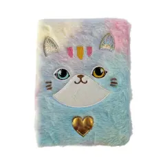 Wrapables Plush Journal, A5 Lined Notebook Diary for Writing and Drawing Tie-Dye Cat