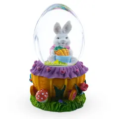 Bunny and Carrots Basket Water Globe