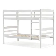 Twin Over Twin Bunk Bed, Solid Wood, Detachable and Safe Design White