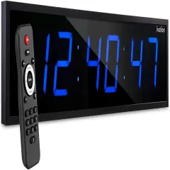 Ivation 36 in. Large Digital Wall Clock, LED Digital Clock with Timer and Alarm Blue