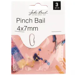 John Bead Pinch Bail 4x7mm 3/Pkg-Gold