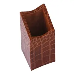 Protacini Cognac Brown Italian Patent Leather Pencil Cup