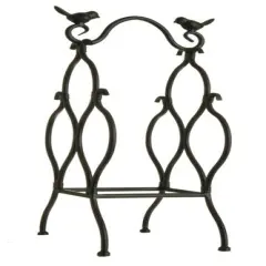 Raz 18" Antique-Style Black Table Top Wine Rack with Perched Birds - 3 Bottle Storage