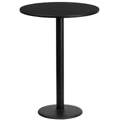 Emma and Oliver 24" Round Laminate Table Top with 18" Round Bar Height Table Base Black