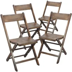 Emma and Oliver Slatted Wood Folding Wedding Chair - Event Chair, Set of 4 Antique Black