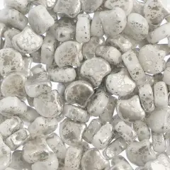 John Bead Czech Glass Splash Ginko Beads, 50g Chalk Silver