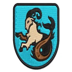 Capricorn Sea Goat Mythical Creature Multi-Color Embroidered Iron-On or Hook & Loop Patch Applique