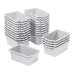 Scoop Front Storage Bins, Multipurpose Organization, 25-Pack Light Grey