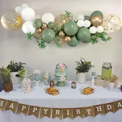 50 pcs Sage Green, Gold, and White Party Balloons - Sage Green and Gold Confetti Balloons for Birthday, Baby Shower, Engagement, Wedding, and Anniversary Party Decorations