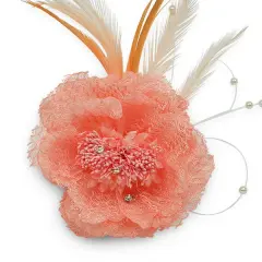 Vintage Floral Brooch and Hair Accessory Peach