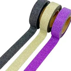 Wrapables Glitter and Shine Washi Tapes Decorative Masking Tapes (Set of 3) Solid Glitter Bold