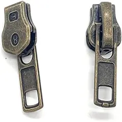 Zipper Repair Kit - #8 Heavy Duty Universal Antique Brass Jacket Zipper Sliders with Top Stops Included - 2 Sliders Per Pack