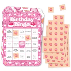 Big Dot of Happiness Hot Girl Bday - Find the Guest Bingo Cards and Markers - Vintage Cake Birthday Party Shaped Bingo Game - Set of 18