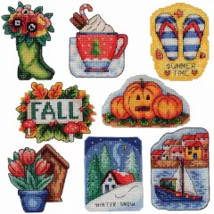HerrschnersFour Seasons Magnets Counted Cross-Stitch Kit Multi