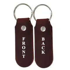 2 Sided Leather Key Chains 10 Pack-Customize it for Promotional Gifts, Fundraising, Events, Wedding - Engrave on Both Sides Burgundy