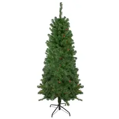 Northlight 6' Pre-Lit Alberta Pine Slim Artificial Christmas Tree - Multi Lights Green