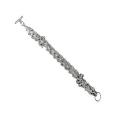 Chrome Plated Dragon Link Toggle Clasp Bracelet