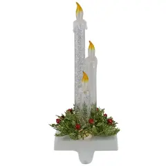 Northlight 9" Battery Operated LED Lighted Candle Christmas Stocking Holder White
