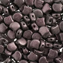 John Bead Czech Glass Jet Color Metallic Suede Ginko Beads, 50g Dark Plum