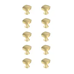 Irvin 1.3" Brushed Gold Square Knob Multipack (Set of 10)