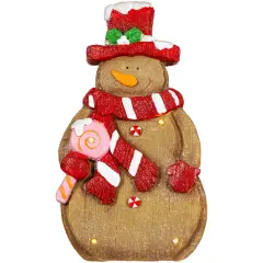 Northlight LED Lighted Gingerbread Snowman with Lollipop Christmas Figure - 15.5" Brown