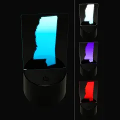 Mississippi State Silhouette 3D Illusion LED Night Light Sign Nightstand Desk Lamp