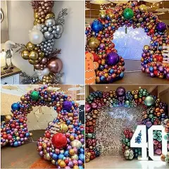 104PCS Metallic Balloons Arch Garland Kit - Shiny Chrome Balloons in 18In, 12In, 10In, 5In Assorted Colors for Birthday, Wedding, Baby Shower, and Anniversary Celebration Decoration