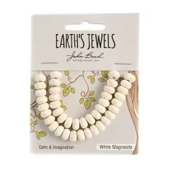 Earth&rsquo;s Jewels Semi-Precious Rondelle White Magnesite Reconstructed Turquoise