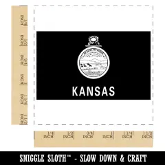 Kansas State Flag Self-Inking Rubber Stamp Ink Stamper Red