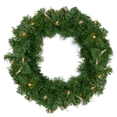 Northlight Pre-Lit Deluxe Windsor Artificial Pine Christmas Wreath - 16" - Clear Lights Green