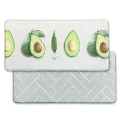 Double-Sided Two Designs Herringbone and Avocado Kitchen Anti-Fatigue Waterproof Kitchen Mat, Small