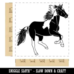 Running American Paint Horse Square Rubber Stamp for Stamping Crafting