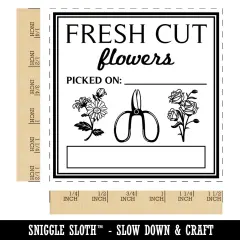 Fresh Cut Flowers Picked On Self-Inking Rubber Stamp Ink Stamper Black