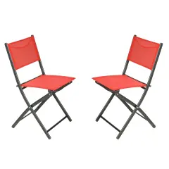 Merrick Lane Bardwell Set of 2 Versatile Flex Comfort Indoor/Outdoor Fold Chairs with Metal Frames Red