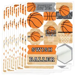 Big Dot of Happiness Nothin' but Net - Basketball - Baby Shower or Birthday Party Favor Sticker Set - 12 Sheets - 120 Stickers