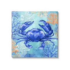 Stupell Industries Blue Crab with Coral Canvas Wall Art