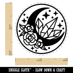 Floral Moon Crystals Self-Inking Rubber Stamp Ink Stamper for Stamping Crafting Planners Brown