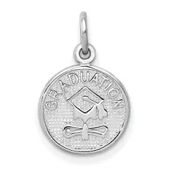 14K White Gold Polished Graduation Disc Charm Jewerly 18mm x 11mm