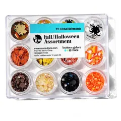 Buttons Galore Fall Halloween Embellishment Assortment for Crafts - 12 Colors