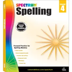Spectrum Grade 4 Spelling Workbook, Compound Words, Dictionary Skills, Prefixes, Suffixes, Vowels, Vocabulary, Grammar, and More, Language Arts Classroom or Homeschool Curriculum